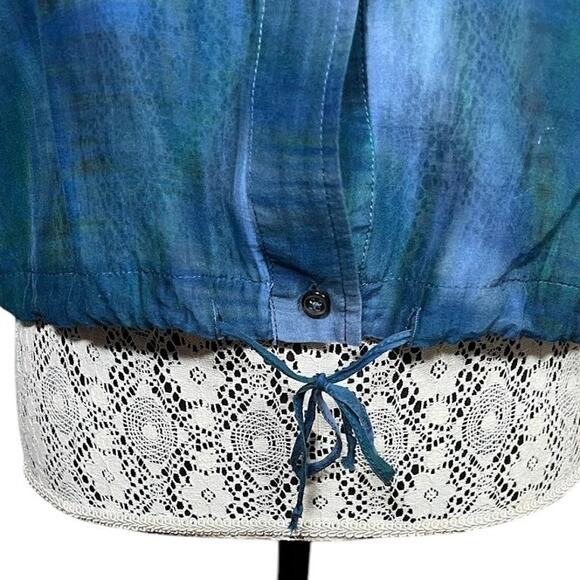 Lola & Sophie Cotton & Silk Blend Tie Dye Voile Drawstring Top Size Large - Picture 3 of 8